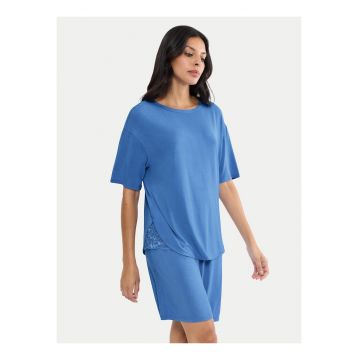 Pijama dama -  albastru - croiala lejera - material modal