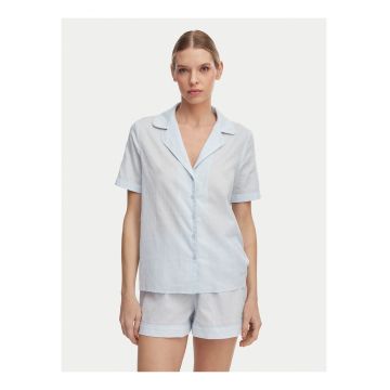 Pijama dama -  albastru deschis - bumbac - maneca scurta - imprimeu logo