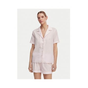 Pijama dama -  roz - bumbac - maneca scurta