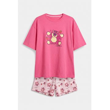 Pijama de bumbac cu imprimeu grafic - Roz aprins/Roz pastel/Galben pai