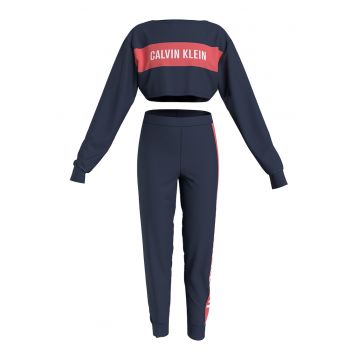 Pijama de bumbac organic cu logo - Rosu/Bleumarin
