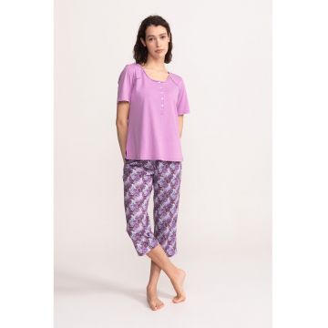 Pijama din amestec de bumbac Ofelia - Lila