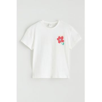 Pijama din bumbac cu imprimeu - Coral/Alb optic