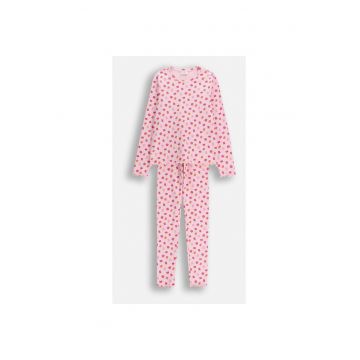 Pijama din bumbac cu imprimeu floral