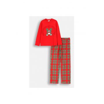 Pijama din bumbac cu imprimeu