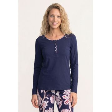 Pijama din bumbac cu model floral Nicole - Lila/Bleumarin