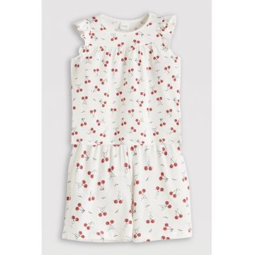 Pijama din bumbac cu pantaloni scurti - Rosu/Alb fildes/Negru