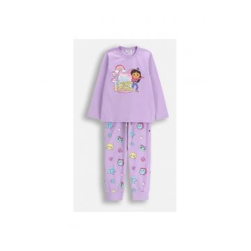 Pijama lunga cu imprimeu grafic