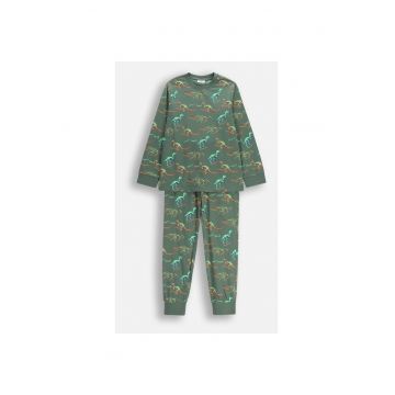 Pijama lunga cu model cu dinozauri