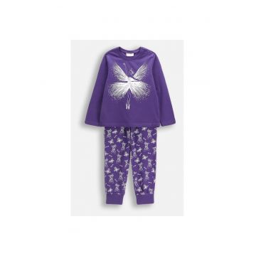 Pijama lunga din bumbac cu model