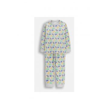 Pijama lunga din bumvac cu imprimeu cu masini