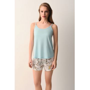 Pijama regular fit fara maneci - Albastru glaciar
