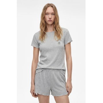 Pijama striata cu pantaloni scurti - Gri melange