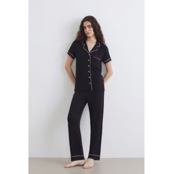 Pijama uni cu nasturi - Negru