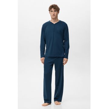 Pijama uni din bumbac - Albastru inchis