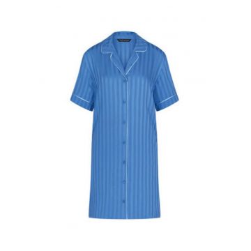 Pijamale dama -  camasa de noapte - dungi - albastru - viscoza