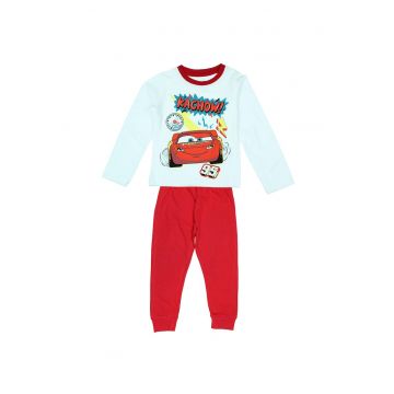 Pijamale lungi model 8802 - Rosu/Alb