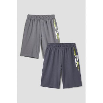 Set de pantaloni de pijama din bumbac - 2 piese - Gri/Gri inchis
