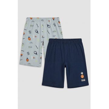 Set de pijamale scurte - 2 perechi - Gri deschis/Bleumarin