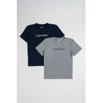 Set de tricouri de casa cu imprimeu logo - 2 piese - Gri deschis melange/Bleumarin