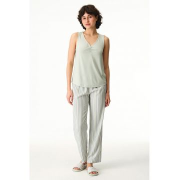Top de pijama cu model in dungi - Verde pal