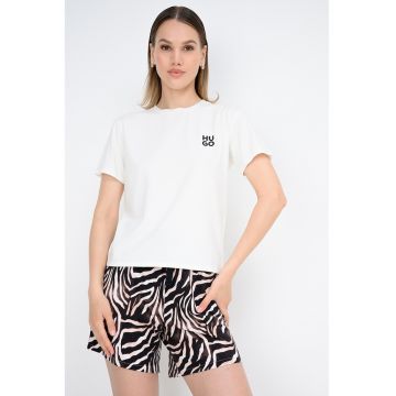 Tricou din amestec de modal cu logo - Alb
