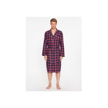 Halat de baie barbati  bleumarin/rosu - bumbac -