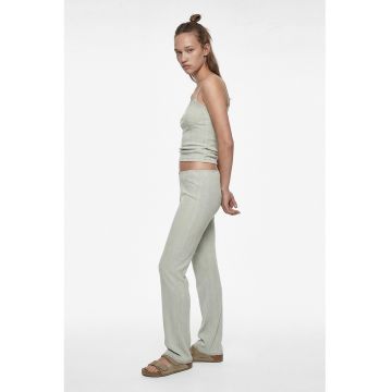 Pantaloni de pijama de bumbac cu talie elastica - Verde menta