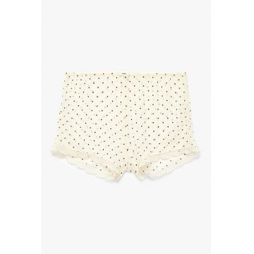 Pantaloni scurti de pijama cu buline - Crem