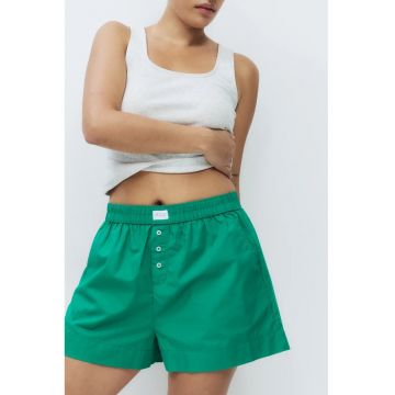 Pantaloni scurti de pijama cu buzunare - Verde aquamarin