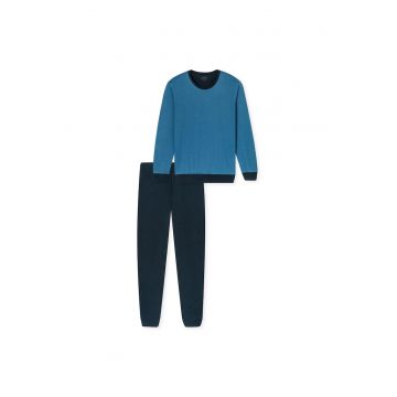 Pijama cu pantaloni lungi si imprimeu - Albastru