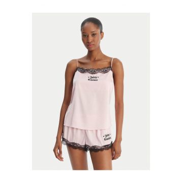 Pijama dama -  slim fit - roz - poliester