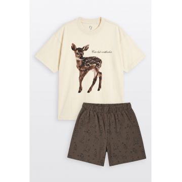 Pijama din bumbac cu maneca scurta