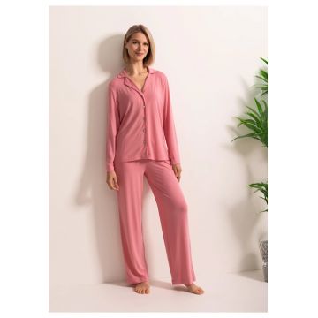 Pijama Rever Dama Flora Modal - Roz