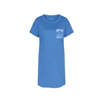 Pijamale dama -  camasa de noapte - bumbac - albastru - maneca scurta -