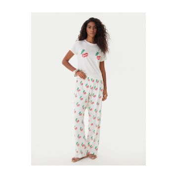 Pijamale dama  ecru - 2 piese - material moale