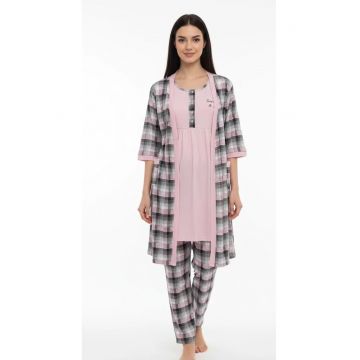 Set pentru dame din capot si pijama - din bumbac