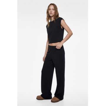 Top de piaja crop din amestec de modal - Negru