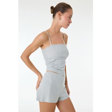 Top de pijama din bumbac - Verde pastel