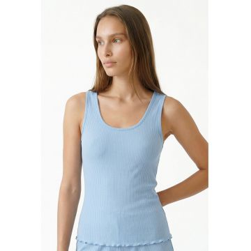Top de pijama striat - Albastru azur