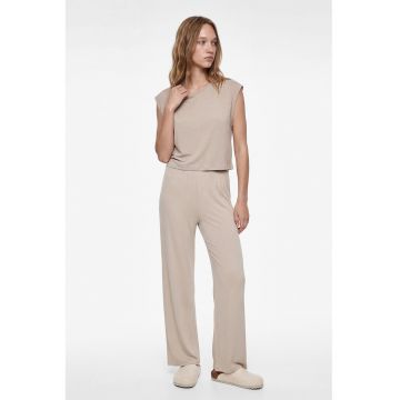 Tricou crop de pijama din amestec de modal - Grej