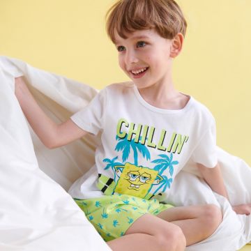 Sinsay - Set pijama SpongeBob - Alb