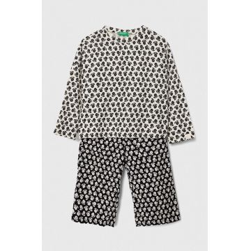 United Colors of Benetton pijamale de bumbac pentru copii culoarea bej, modelator