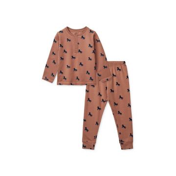 Liewood pijamale de bumbac pentru copii culoarea roz, modelator