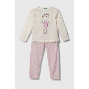 United Colors of Benetton pijama copii culoarea bej, modelator