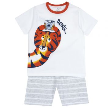 Pijama copii Chicco, alb cu model, 35400