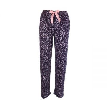 Pantaloni pijama dama, Univers Fashion, bleumarin cu imprimeu inimi mov, XL