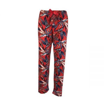 Pantaloni pijama dama, Univers Fashion, rosu cu imprimeu, L