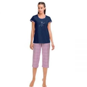 Pijama de dama Vamp 14908, L, bumbac, albastru
