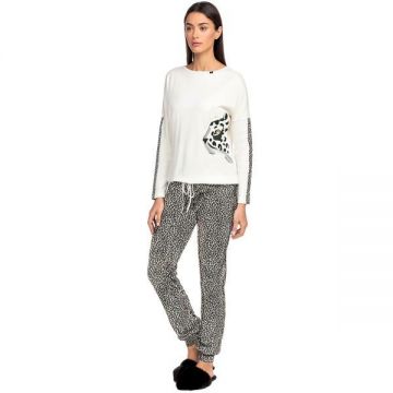 Pijama de dama Vamp 15909, L, bumbac, Crem